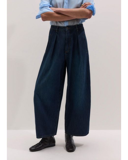 ME+EM Blue Pleated Barrel Jean