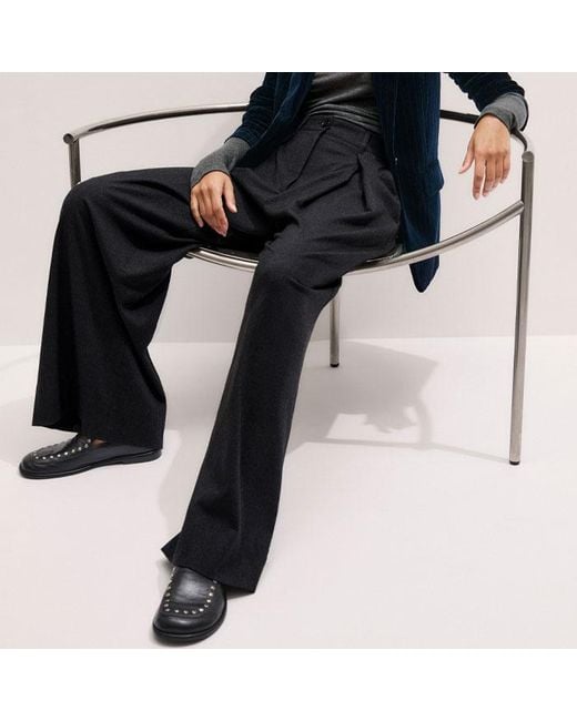 ME+EM Blue Pinstripe Velvet Sharp Shoulder Blazer