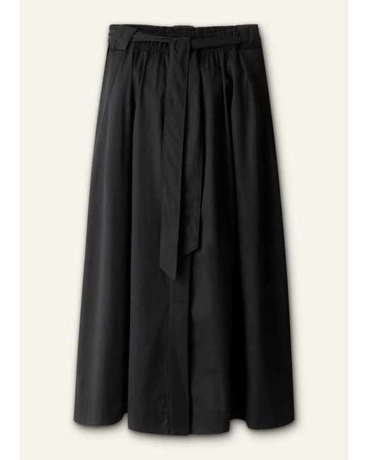 ME+EM Black Cotton A Line Maxi Skirt + Belt
