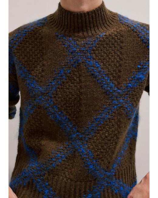 ME+EM Black Statement Textured Argyle Jumper