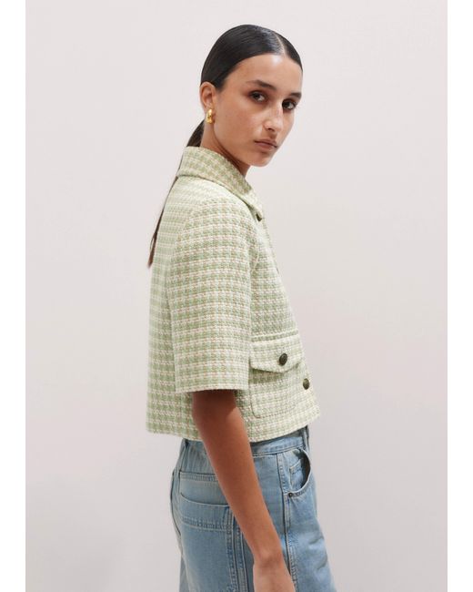 ME+EM Natural Dogtooth Short Sleeve Jacket