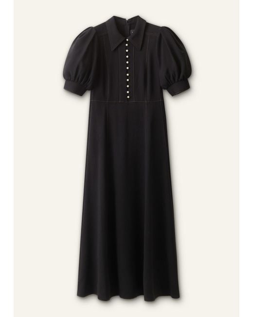 ME+EM Black Contrast Stitch Fit And Flare Midi Shirt Dress