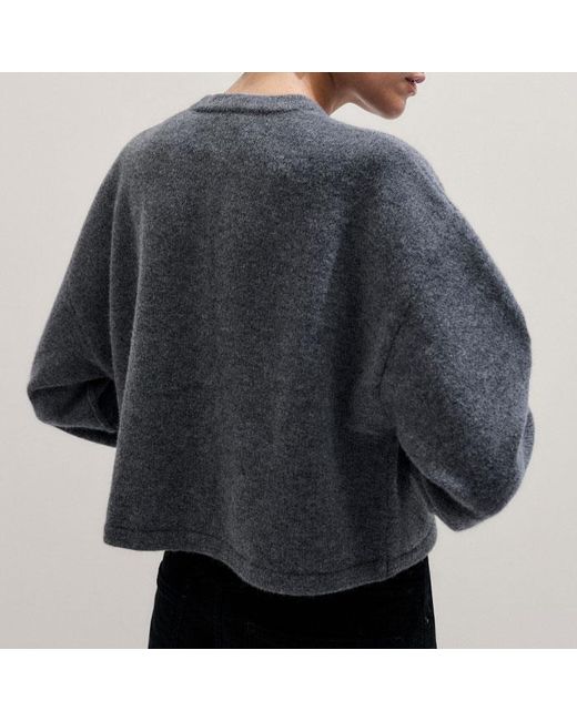 ME+EM Blue Dramatic Sleeve Knit Jacket Mid Melange
