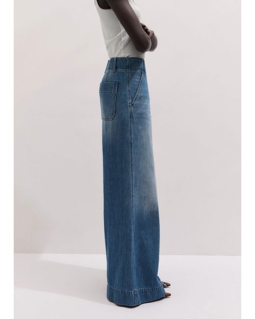ME+EM Blue High Waist Wide-Leg Jean