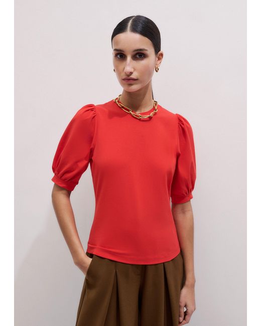 ME+EM Red Pouf Sleeve Tee