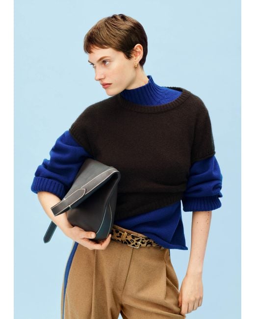 ME+EM Blue High Neck Relaxed Raglan Jumper