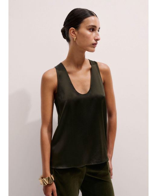 ME+EM Black Silk Satin Tank Top