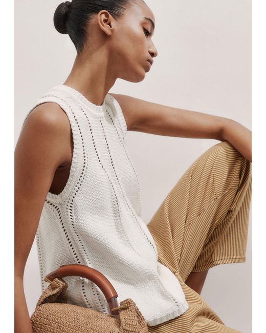 ME+EM White Chunky Cotton Swing Knit Vest