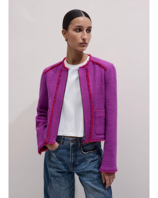 ME+EM Purple Fringe Detail Straight Fit Jacket