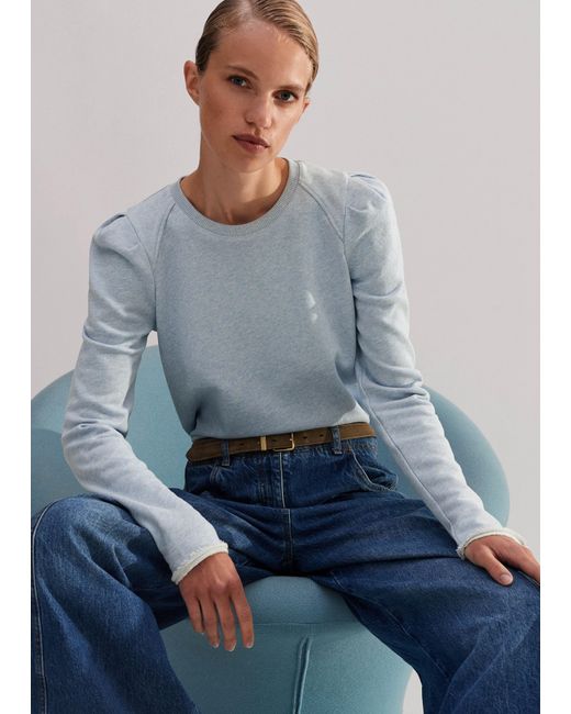 ME+EM Gray Rib Trim Feminine Sweatshirt