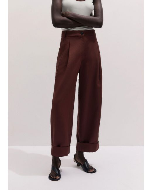 ME+EM Purple Exaggerated Tapered Pleat Trouser