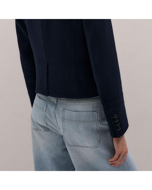 ME+EM Blue Herringbone Crop Jacket