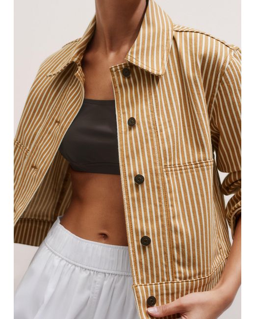 ME+EM Brown Cotton Denim Stripe Jacket