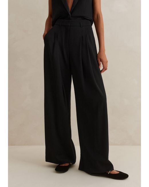 ME+EM Black Regular-length Wide-leg Forever Tux Pant