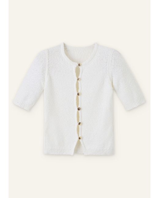 ME+EM Natural Bouclé Buttoned Tee