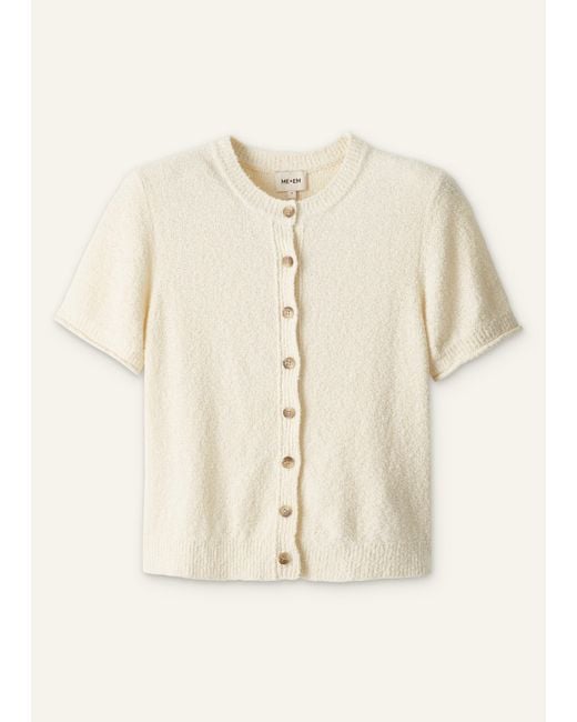 ME+EM Black Bouclé Straight Knit Button Tee