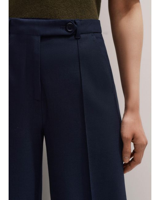 ME+EM Blue Wool-Blend Exaggerated Flare Trouser