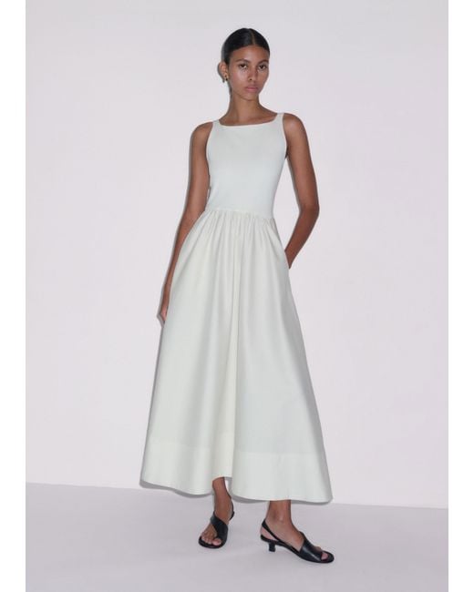 ME+EM Natural Boat Neck Fit And Flare Maxi Dress + Tie
