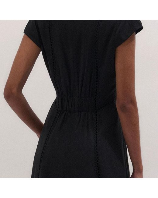 ME+EM Blue Crease-Less Embroidery Stitch Detail Maxi Dress