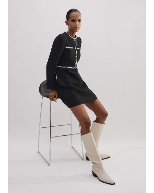 ME+EM Black Tweed Fit And Flare Mini Dress