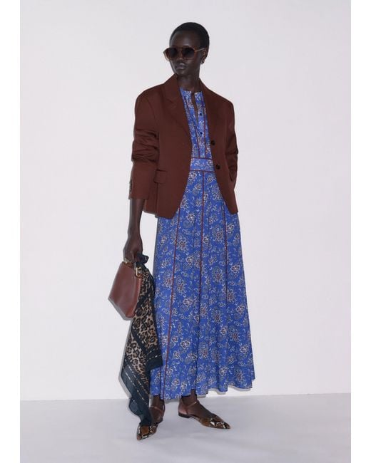 ME+EM Blue Fit & Flare Gilded Paisley Print Maxi Dress
