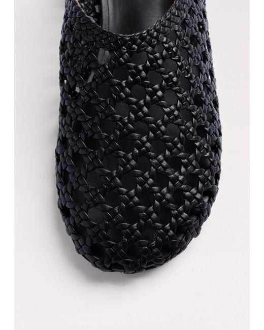 ME+EM Black Round Woven Slingback