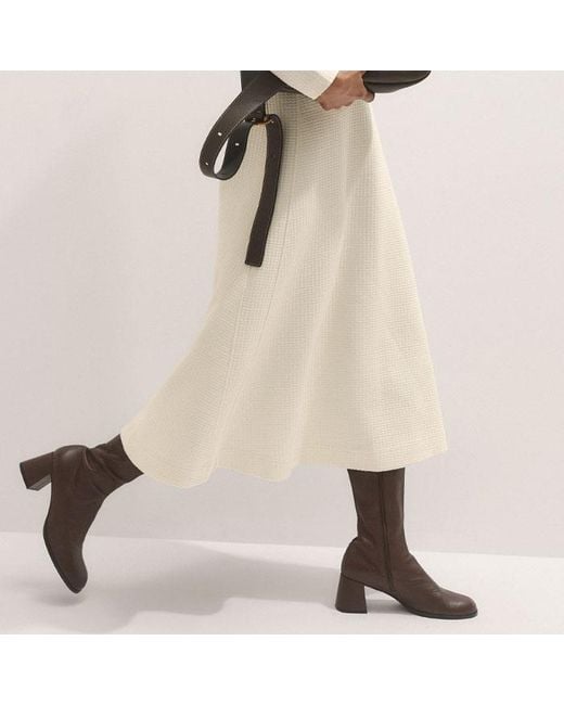 ME+EM Natural Crochet Trim Fit And Flare Midi Dress