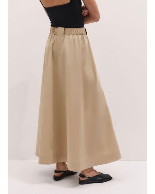 ME+EM Multicolor Cotton A Line Maxi Skirt + Belt
