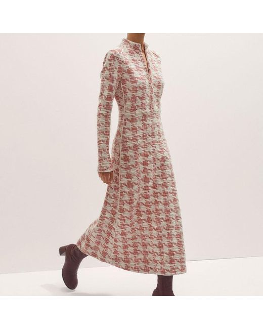ME+EM Pink Travel Tweed Midi Dress