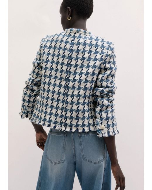ME+EM Blue Statement Houndstooth Short Jacket-Soft