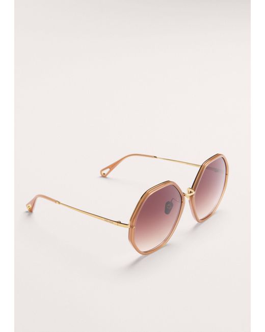 ME+EM Pink Heptagonal Sunglasses Smokey