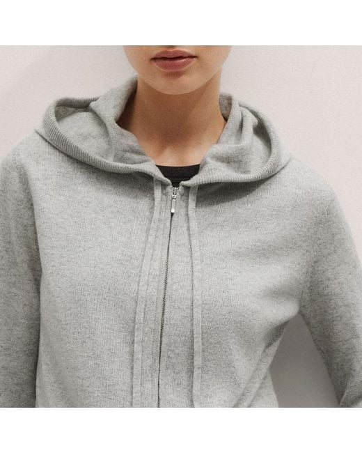 ME+EM Gray Cashmere Relaxed Fit Box Zip Hoody Mélange