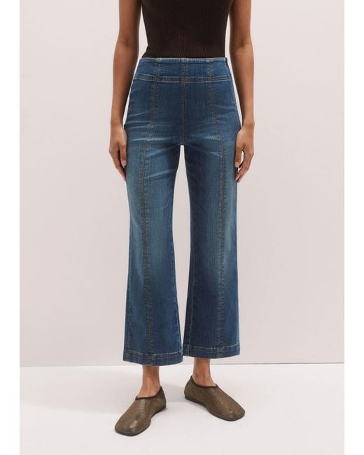 ME+EM Blue Kick Flare Crop Travel Jean