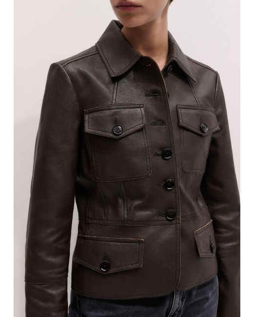 ME+EM Black Washed Leather Utility Jacket