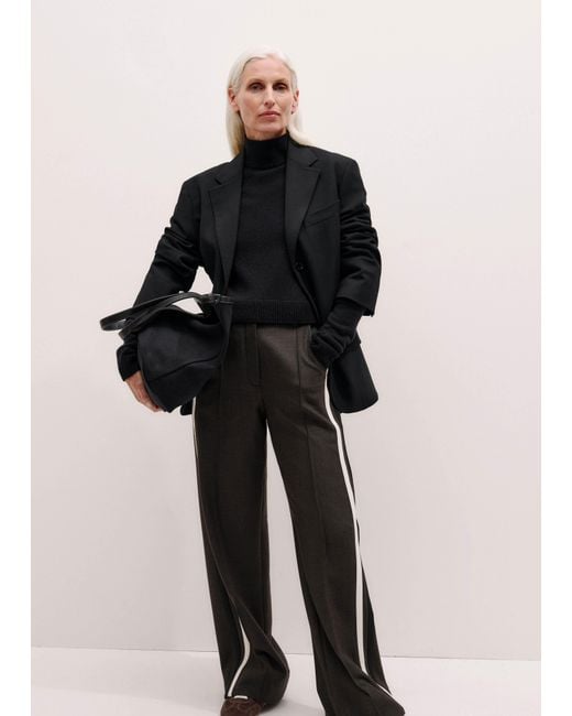 ME+EM Black Contrast Side Stripe Relaxed Pant