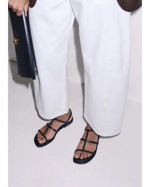 ME+EM Black Caged Flat Sandal
