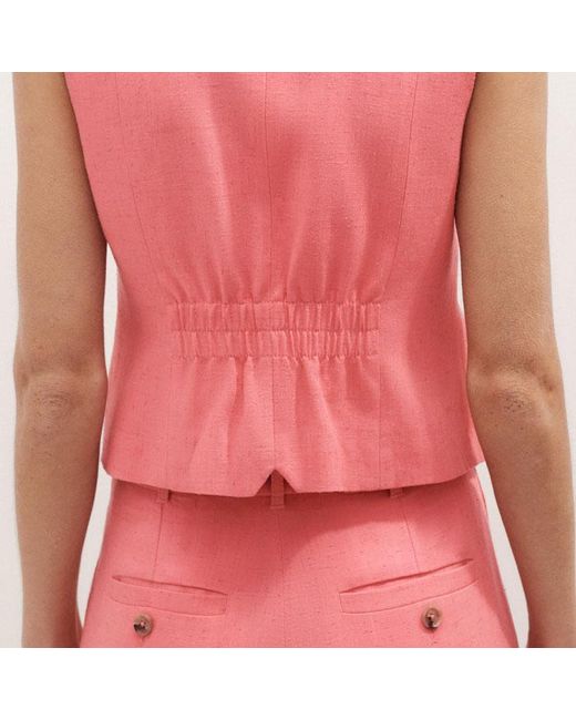 ME+EM Pink Lightweight Tailored Sleeveless Crop Jacket