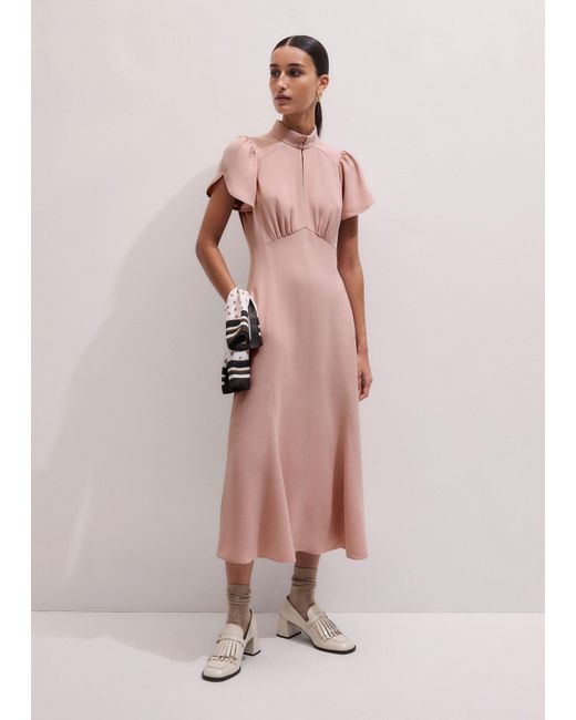 ME+EM Pink Contrast Stitch Midi Dress