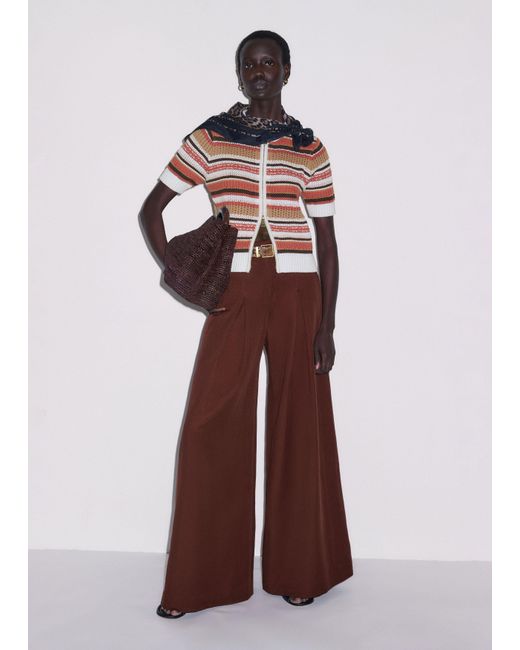 ME+EM Textured Stripe Straight Zip Tee Cinnamon Multi
