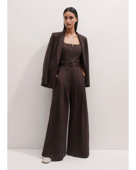 ME+EM Natural The Event Ready Linen Blend Jumpsuit