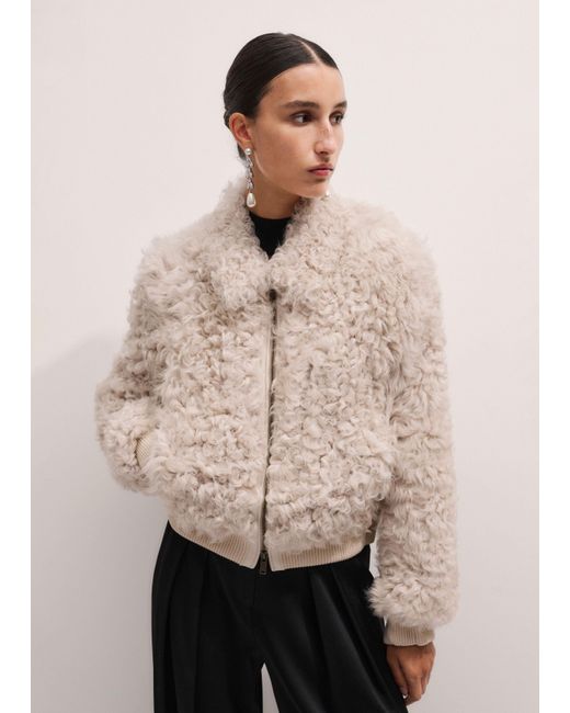 ME+EM Natural Shearling Bomber Jacket