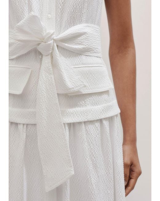 ME+EM White Seersucker Maxi Shirt Dress + Belt