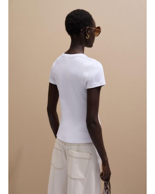 ME+EM White Ultimate Fitted Rib V-Neck Tee