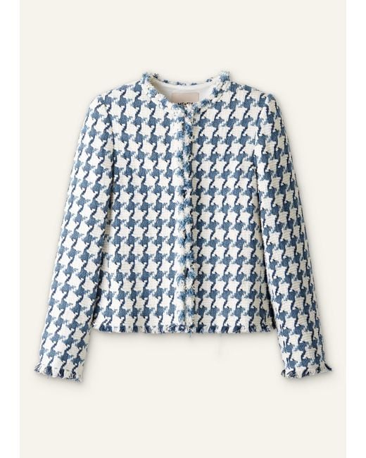 ME+EM Blue Statement Houndstooth Short Jacket-Soft