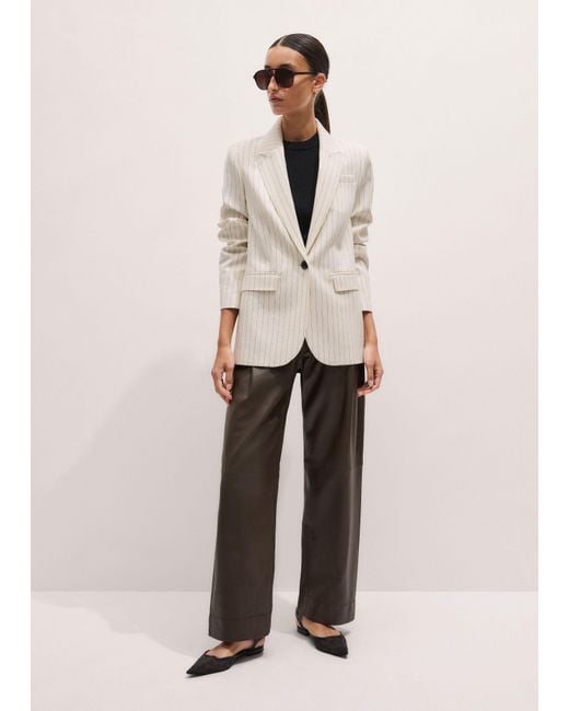 ME+EM Natural Sharp Shoulder Pinstripe Blazer