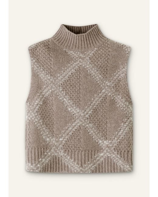 ME+EM Natural Statement Textured Argyle Vest