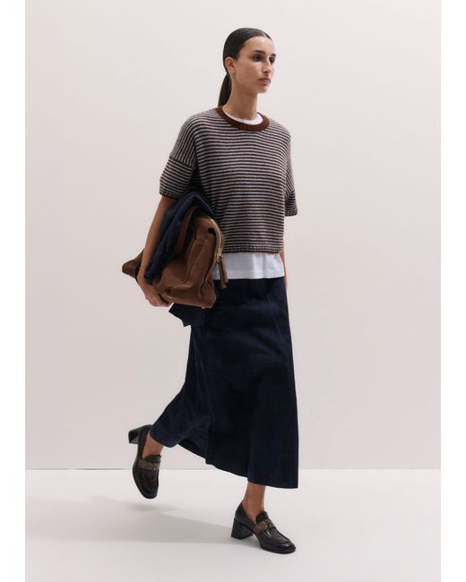 ME+EM Blue Luxe A-Line Maxi Skirt