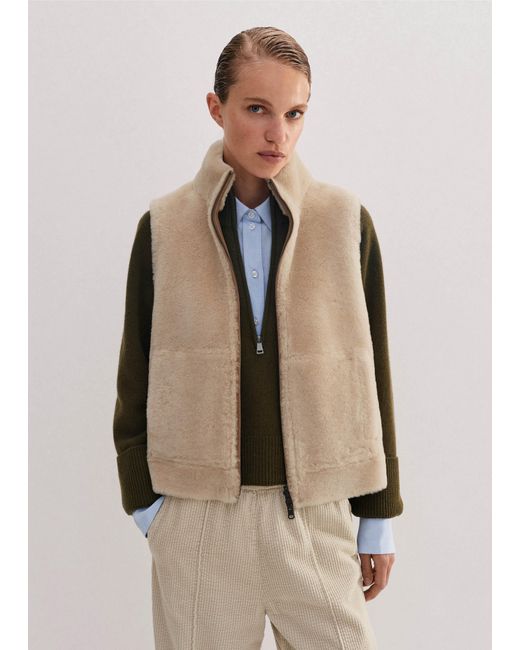 ME+EM Natural Reversible Shearling Zip Vest