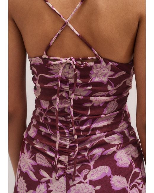 ME+EM Multicolor Midnight Hibiscus Print Ruched Maxi Dress