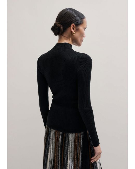 ME+EM Black Barely There Slim Rib Layering Jumper